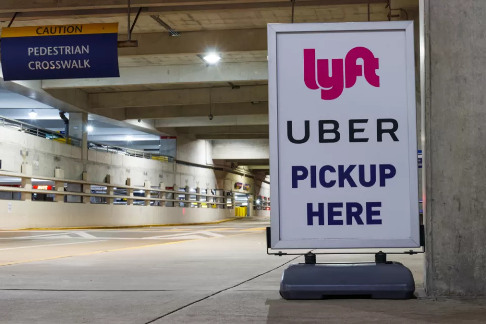 Uber and Lyft pickup point at Indianapolis airport
